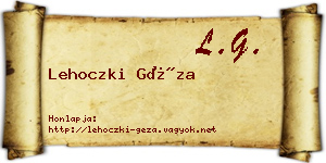 Lehoczki Géza névjegykártya